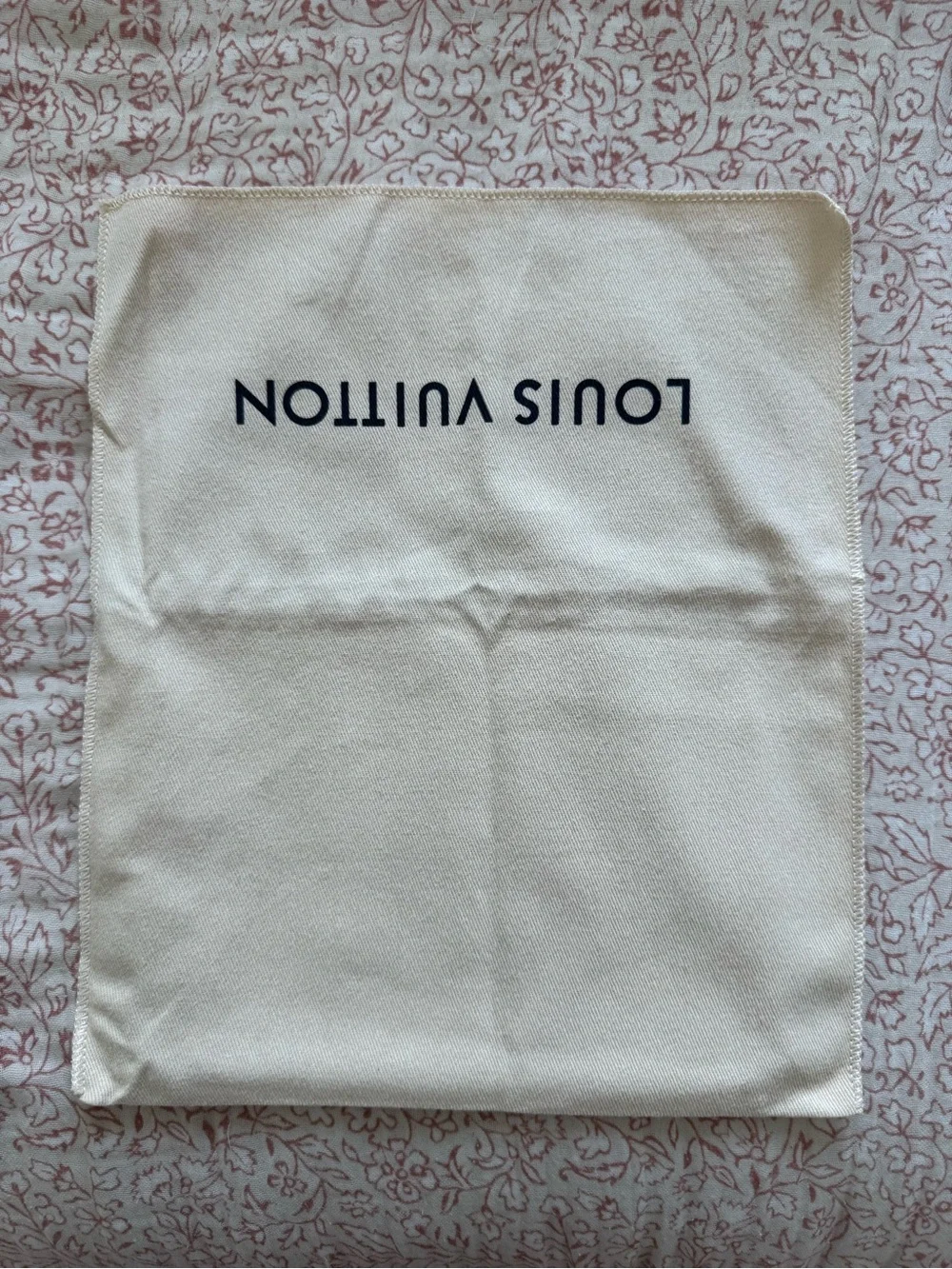 Louis Vuitton Cream Dust Bag with Black Logo